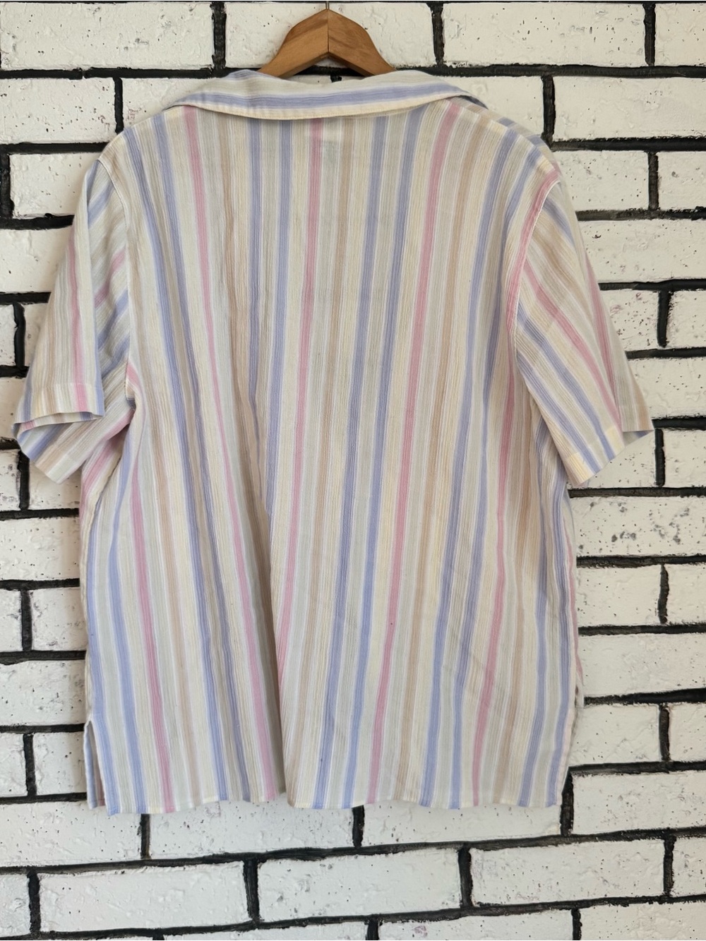 Alfred Dunner Pastel Multi-Stripe Short Sleeve Button Shirt - Picture 7 of 7